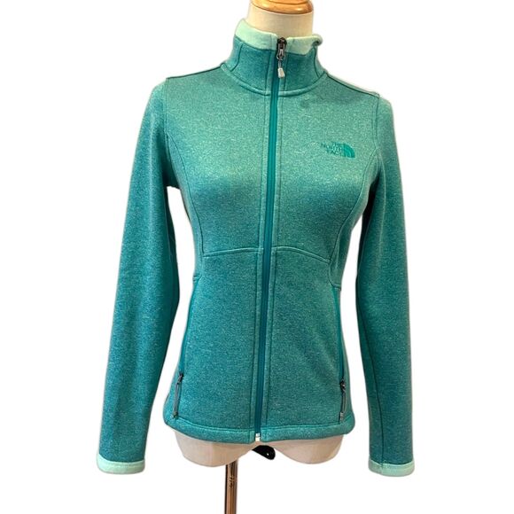 The North Face Agave Women's Fleece Full Zip Soft Jacket Aqua Green-Blue XS - Picture 2 of 13
